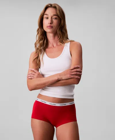 Calvin Klein Modern Logo Boyshorts In Red