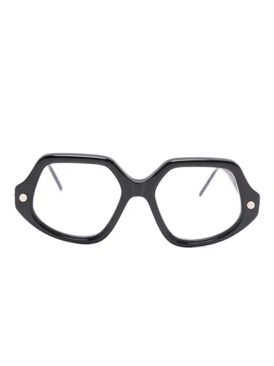 Kuboraum Geometric-frame Glasses In Brown