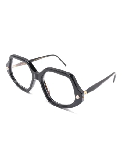 Kuboraum Geometric-frame Glasses In Brown