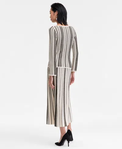 Inc International Concepts Women's Metallic Stripe Boat-neck Sweater, Macy's Exclusive In Black