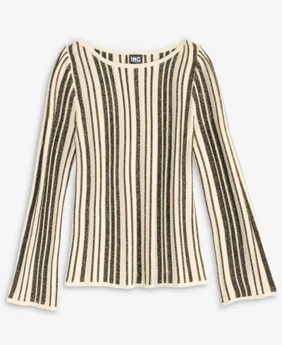 Inc International Concepts Women's Metallic Stripe Boat-neck Sweater, Macy's Exclusive In Black