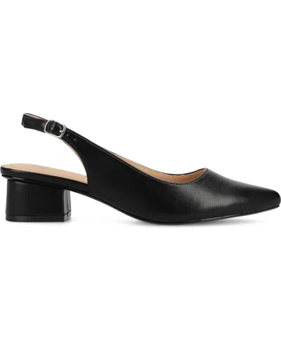 Journee Collection Sylvia Womens Pointed Block Heel Pumps In Black