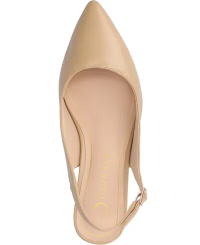 Journee Collection Sylvia Womens Pointed Block Heel Pumps In Nude