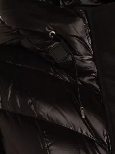 Mackage Long Hooded Quilted Down Jacket With Belt In Black