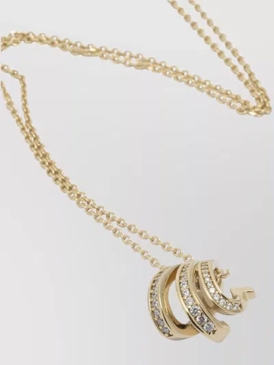 Ferragamo Multi-layered Crystal Pendant Necklace In Gold
