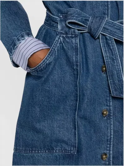 Apc Casual Dress With Belted Waist And Pockets In Blue