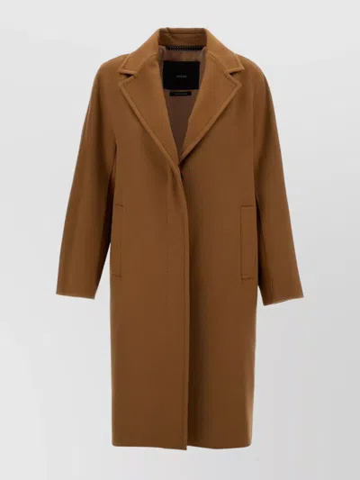 Max Mara Cashmere Coat With Dot Trim And Buttons In Brown