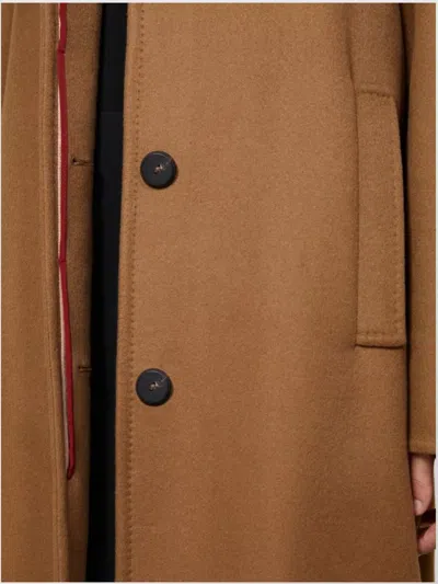 Max Mara Cashmere Coat With Dot Trim And Buttons In Brown