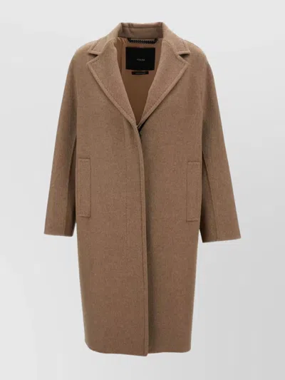 Max Mara Cashmere Coat With Notched Lapels And Pockets In Brown