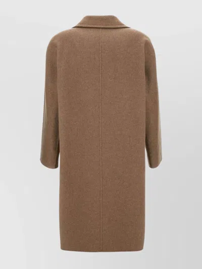 Max Mara Cashmere Coat With Notched Lapels And Pockets In Brown