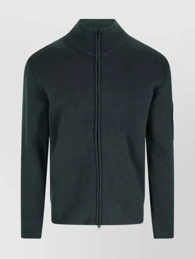 C.p. Company Rich Green Knit Sweater With Classic Ribbed Details In Green