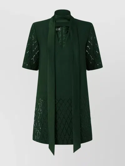 Pinko T-shirt Style Dress With Rhinestones In Green