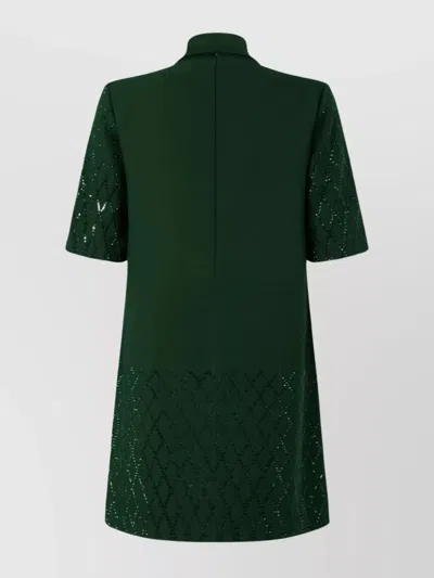 Pinko T-shirt Style Dress With Rhinestones In Green