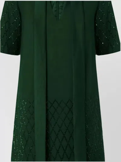 Pinko T-shirt Style Dress With Rhinestones In Green
