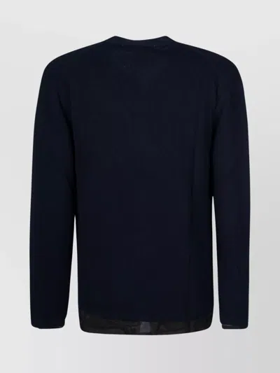 Comme Des Garçons Long Sleeve Cardigan With Ribbed Cuffs And Hem In Blue