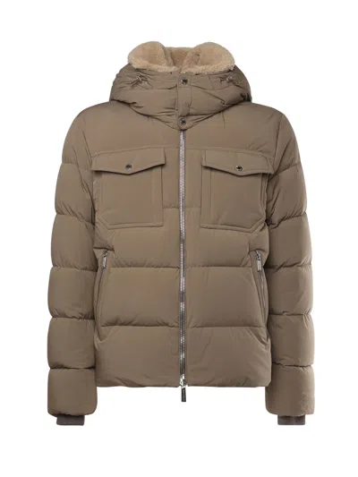 Moorer Cappuccino Nylon Blend Alarick Down Jacket In Brown