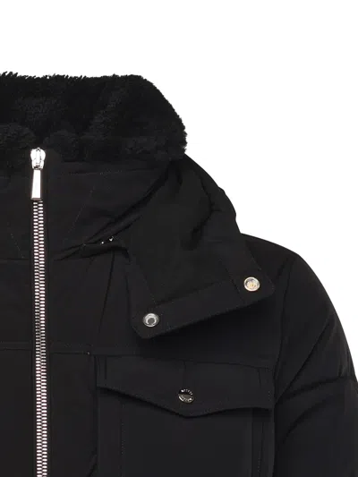 Moorer Padded Hooded Jacket Chest Pockets In Black
