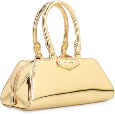 Givenchy Antigona East-west Mini Bag In Laminated Leather In Gold
