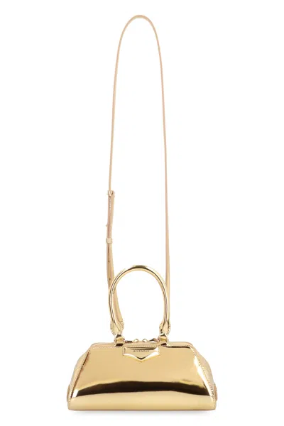 Givenchy Antigona East-west Mini Bag In Laminated Leather In Gold