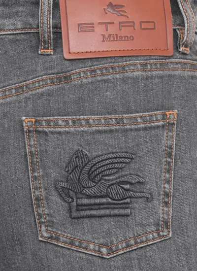 Etro Jeans With Embroidery In Gray