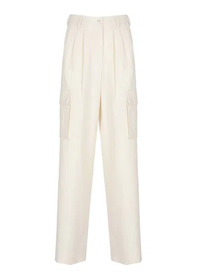Herno Cargo Trousers In Wool And Viscose Blend In Neutral