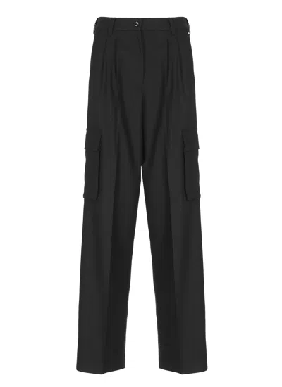 Herno Wool Blend Cargo Trousers In Black