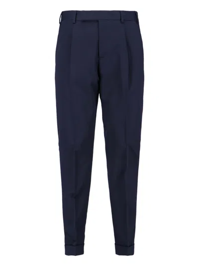 Pt Torino Tailored Blue Trousers With Sharp Creases In Blue
