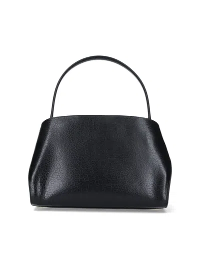 Ferragamo Hug Black Shoulder Bag With Logo Print On The Front In Leather Woman In Multi