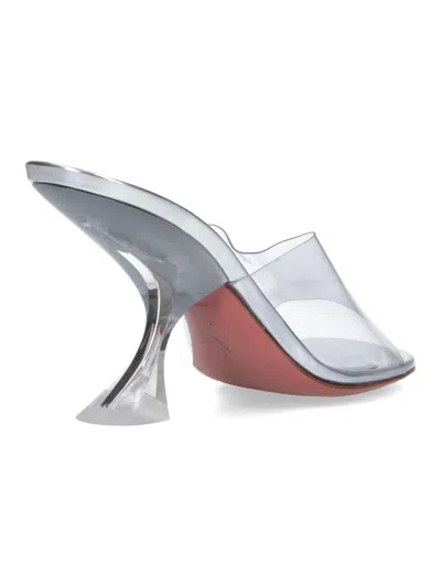Amina Muaddi Metallic Open-toe Sandals With Sculptural Heel In Transparent
