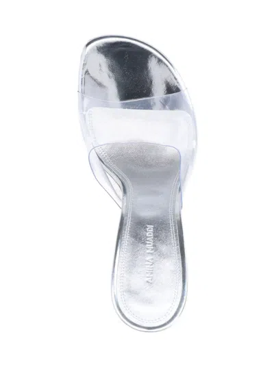Amina Muaddi Metallic Open-toe Sandals With Sculptural Heel In Transparent