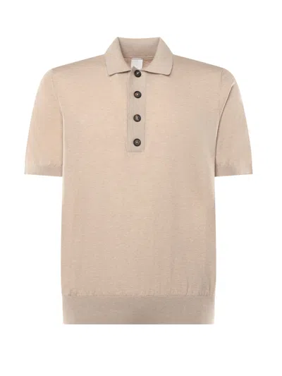 Eleventy Cotton And Cashmere Polo Shirt In Neutral
