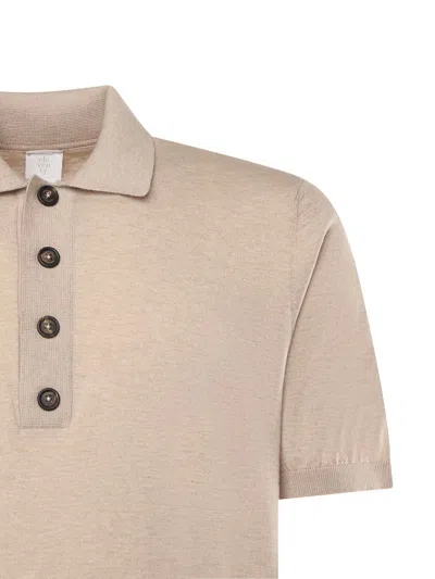 Eleventy Cotton And Cashmere Polo Shirt In Neutral