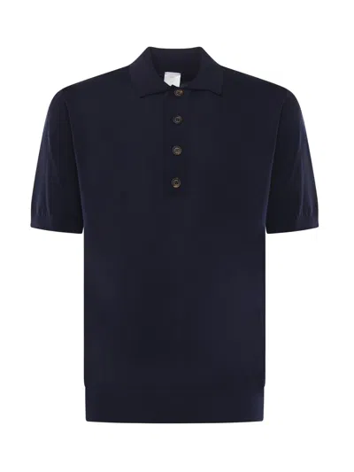Eleventy Cotton And Cashmere Polo Shirt In Blue