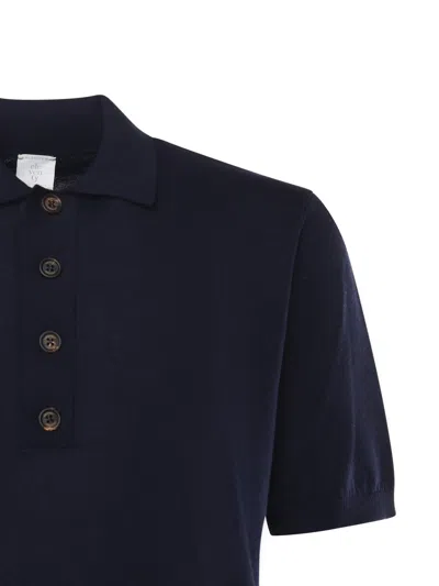 Eleventy Cotton And Cashmere Polo Shirt In Blue