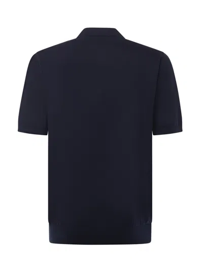 Eleventy Cotton And Cashmere Polo Shirt In Blue