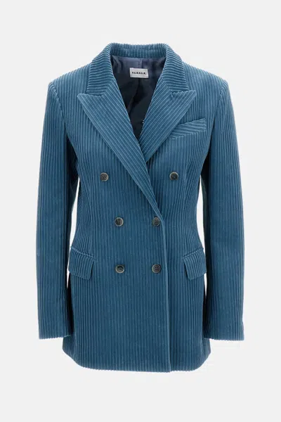 P.a.r.o.s.h Double-breasted Corduroy Blazer In Blue