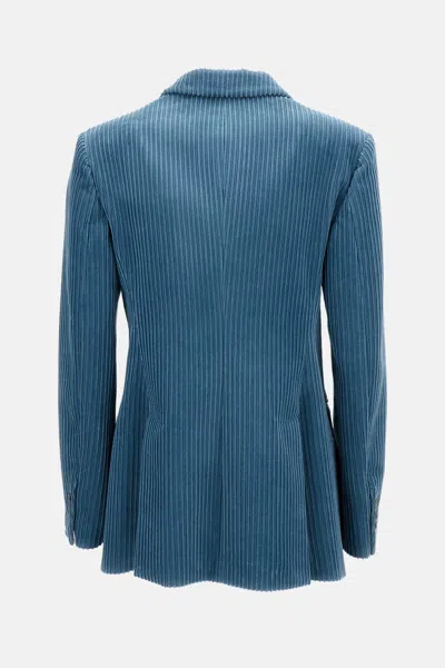P.a.r.o.s.h Double-breasted Corduroy Blazer In Blue