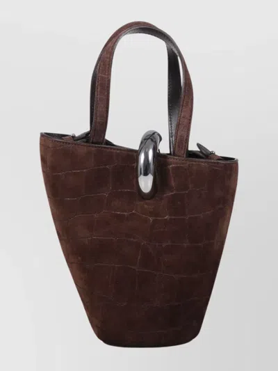 Jacquemus Crocodile Texture Shoulder Bag Top Handle In Brown
