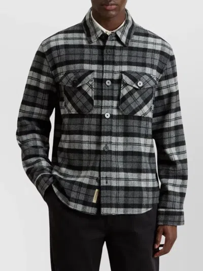 Woolrich Checked Pattern Shirt Jacket With Flap Pockets In Gray