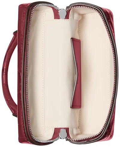 Michael Kors Jana Extra-small Crocodile Embossed Leather Crossbody Bag In Burgundy