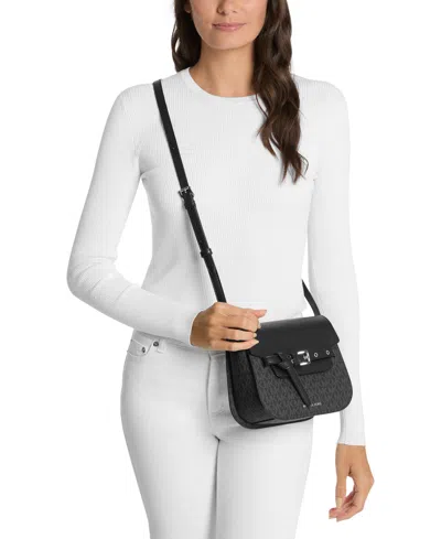 Michael Kors Michael  Emilia Small Saddle Crossbody Bag In Black