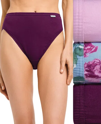 Jockey Elance French Cut 3 Pack Underwear 1485 1487, Extended Sizes In Purple