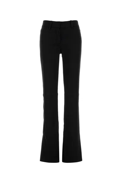 Courrèges Satin Trousers With Flared Hem And Pockets In Black
