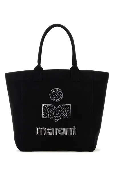 Isabel Marant Small Yenky Festive Studded Logo Canvas Tote In Black