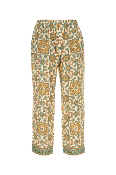 Pantamolle Printed Monfardì Linen Pant In Multi