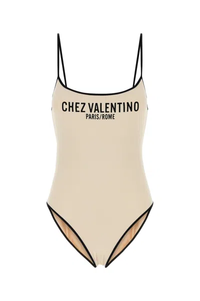 Valentino Spaghetti Straps Scoop Neckline High-cut Legs In White