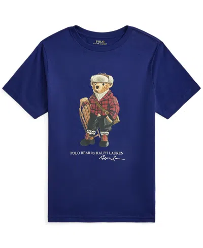 Polo Ralph Lauren Boys' Polo Bear Crewneck Cotton-jersey T-shirt Hol25 Bear Fall Royal Xl In Blue
