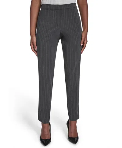 Calvin Klein Petite Pinstripe Highline Pants In White