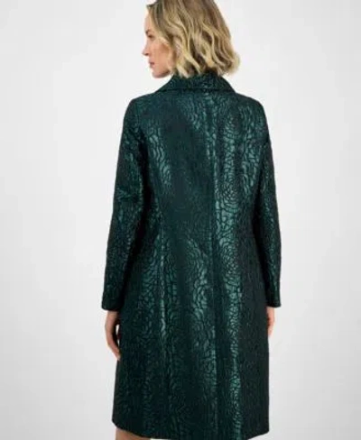 Kasper Floral Jacquard Topper Jacket Sheath Dress In Green