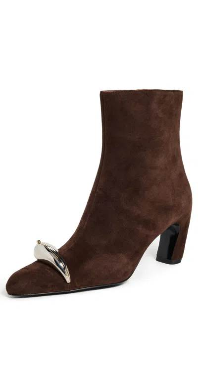 Tory Burch Pierced Xl 65 Suede Ankle Boots Brown In Burgundy